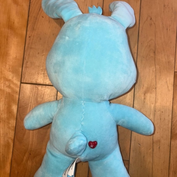 Care Bears Blue Stuffed Animal with Heart Bunny Rabbit Easter Used - Picture 5 of 5